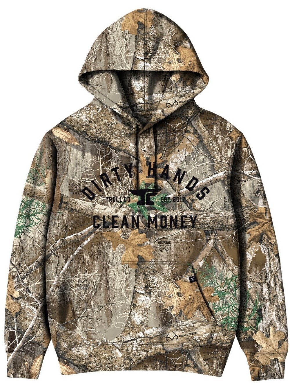 THE TROLL CO X REALTREE Dirty Hands Clean Money Camo Sweater